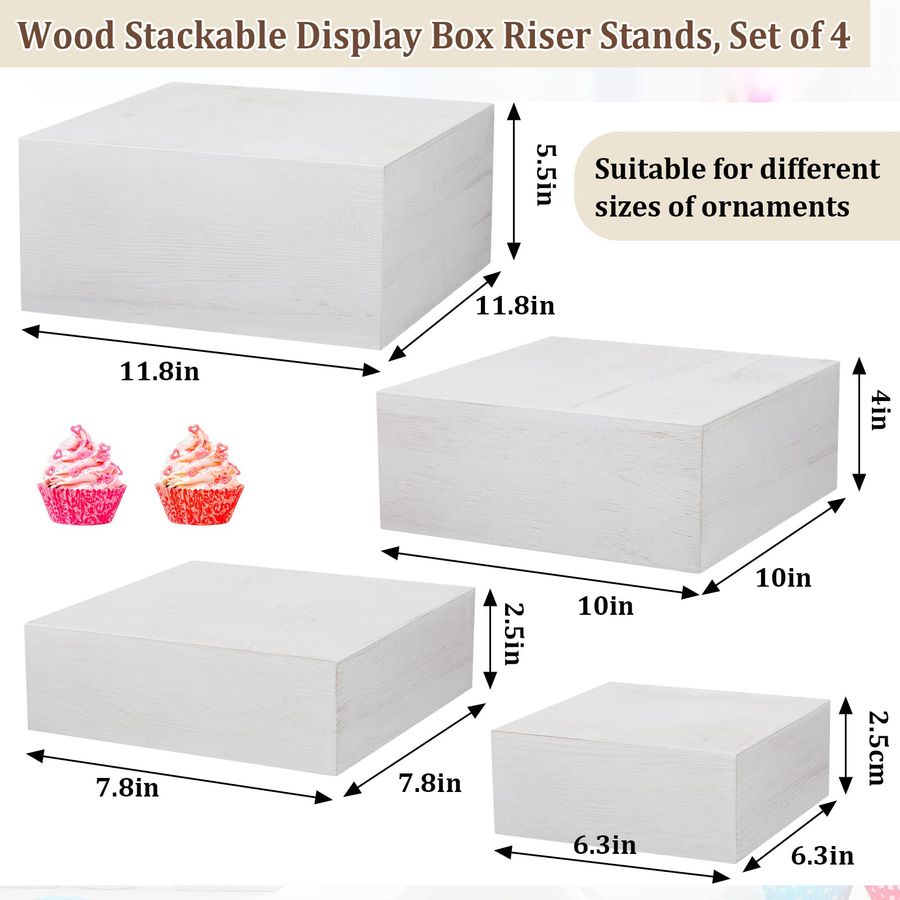 Set of 4 Large Wood Display Ri - Display Risers Set ulasan dan harga