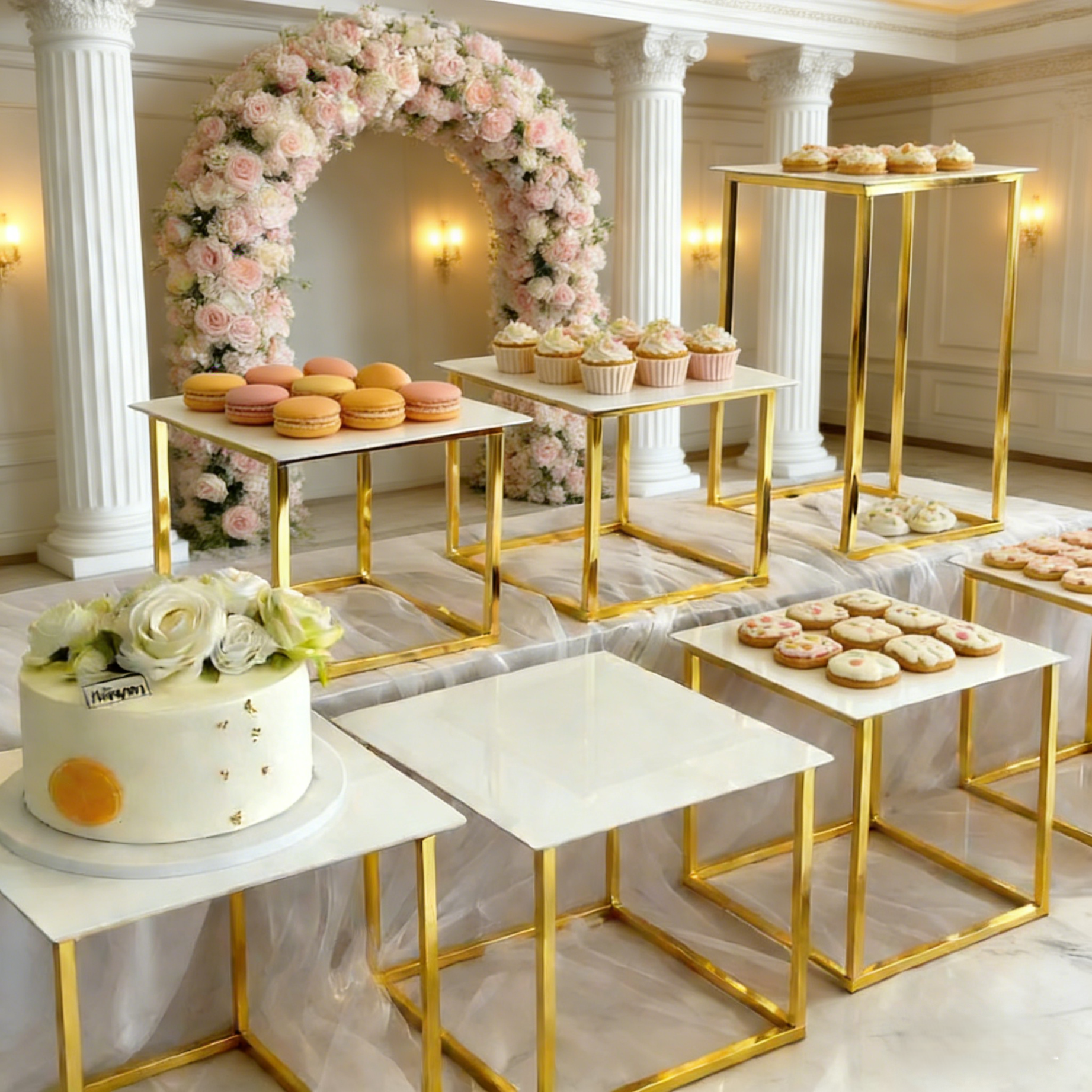 12-20 PCS Luxury Gold Frame Wh - Display Risers Set ulasan dan harga