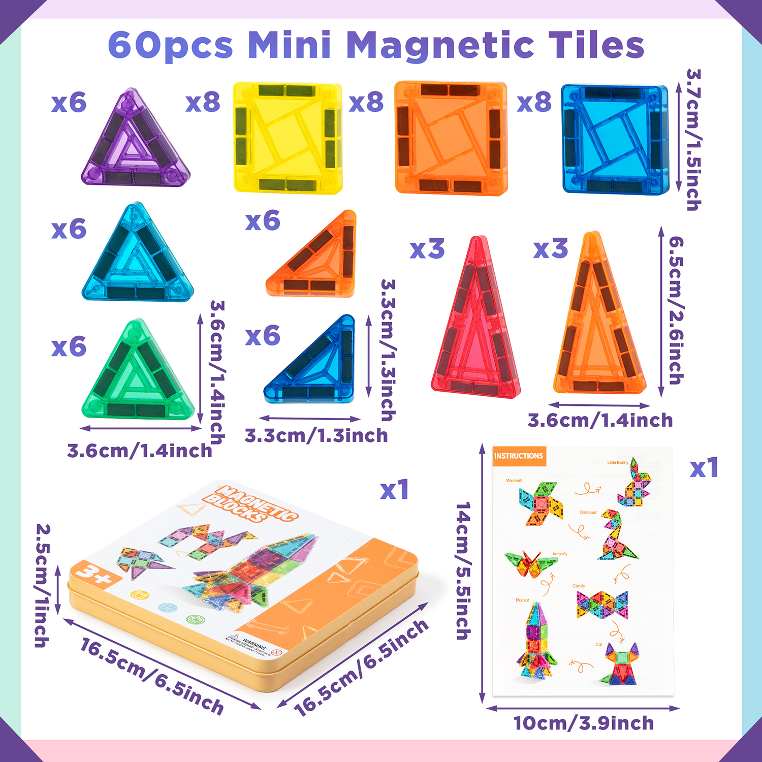 42P/60P Mini Magnetic Tiles Bu - Building Block Mini ulasan dan harga